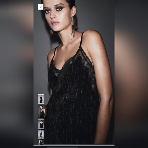 Zara Black Velvet Midi Dress - Picture 2 of 10